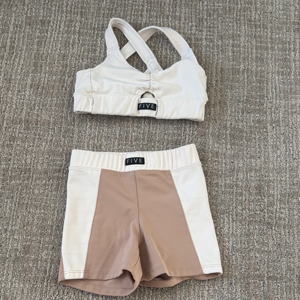 FIVE Kids' Cream and Tan Activewear Set